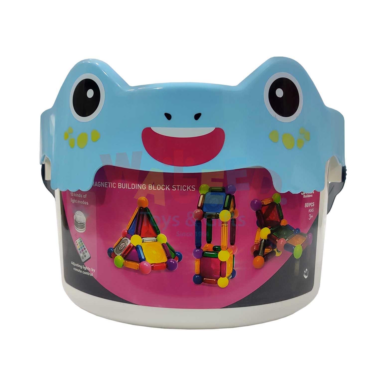 Magnetic Blocks With Lights In A Bucket 80 Pieces