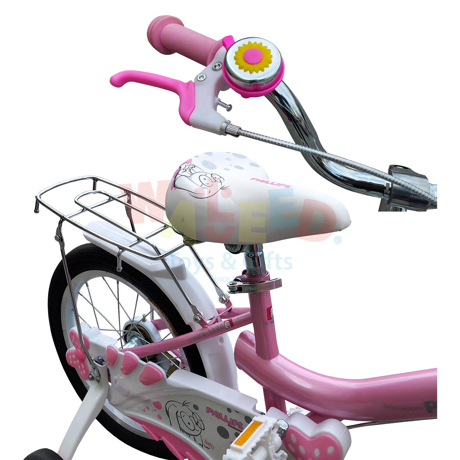 BICYCLE 12" PINK W/ SIDE WHEEL & BASKET