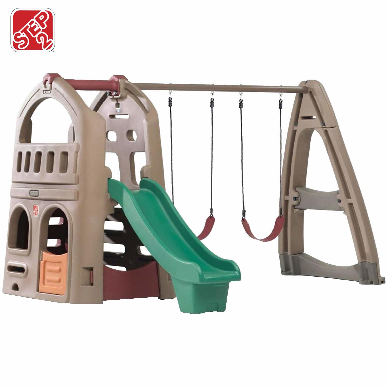 Natural Playful Playhouse Climber & Swing Extension