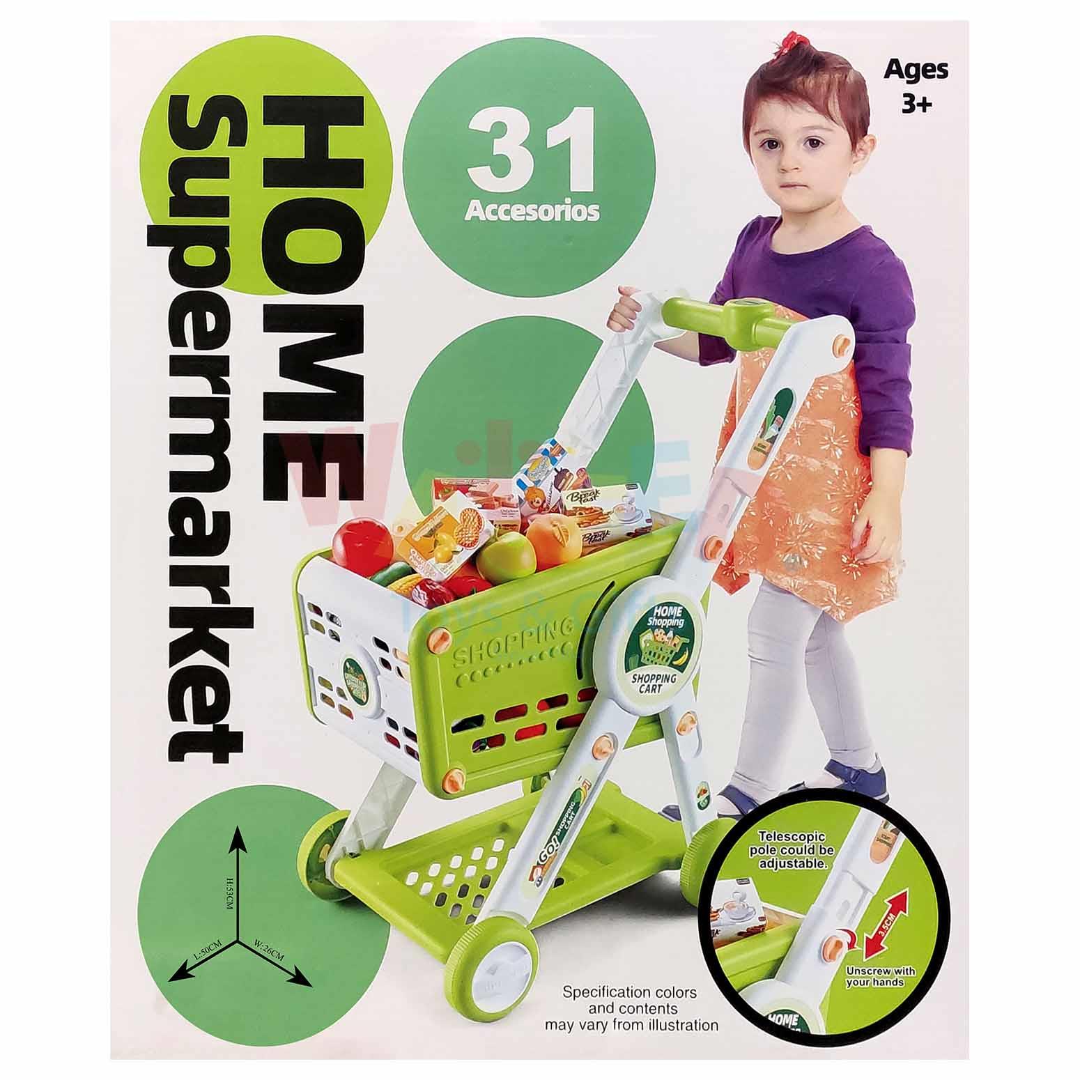 Shopping Cart Play set(30pcs foods) - green