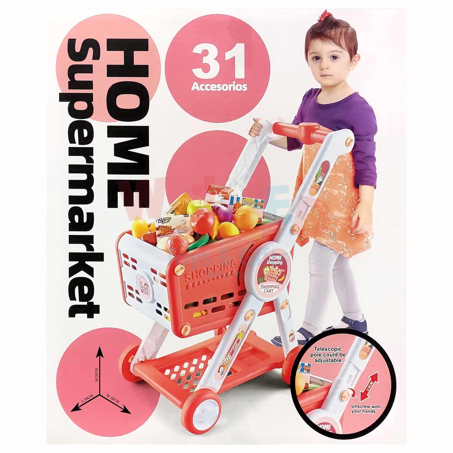 Shopping Cart Play set(30pcs foods) -Red