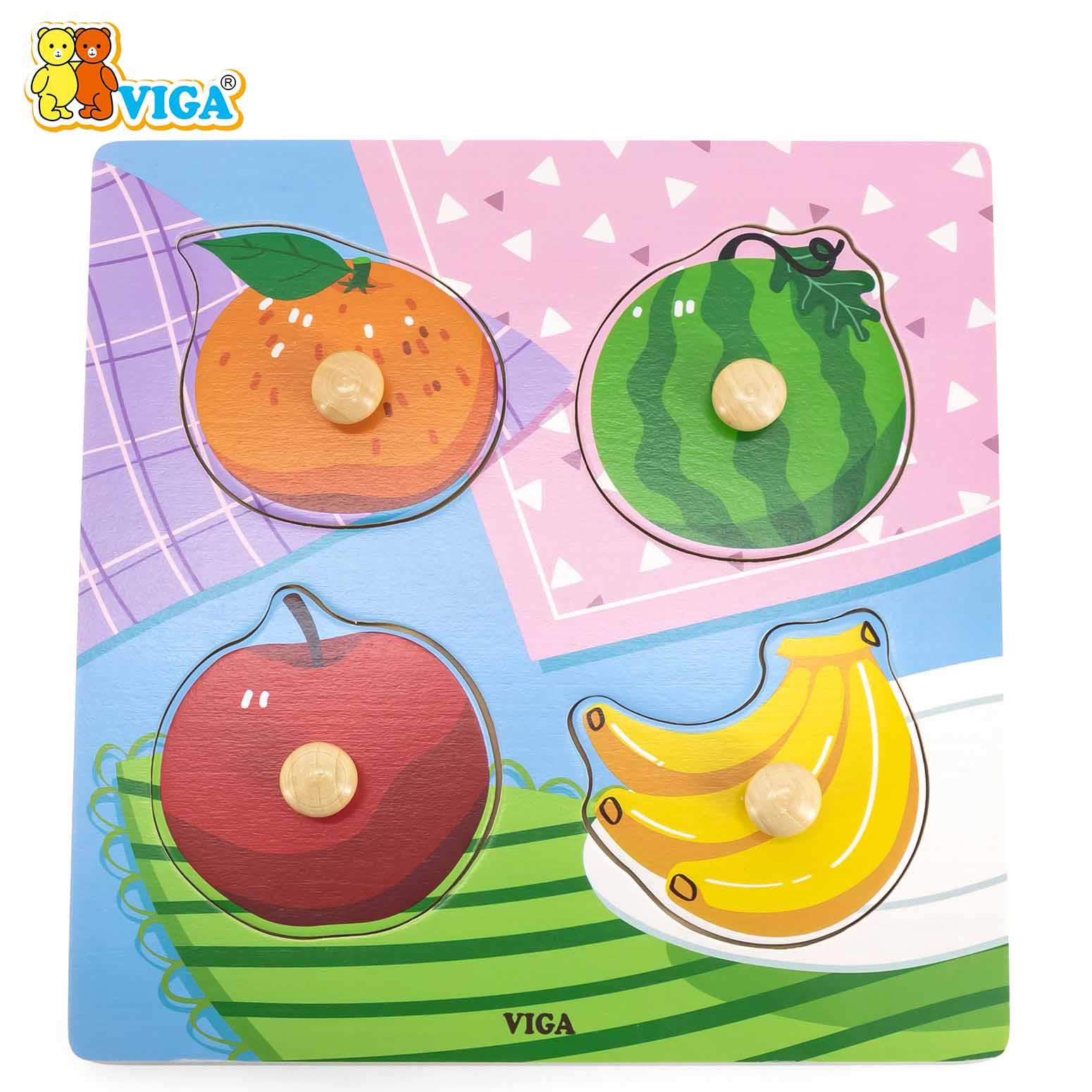 Wooden Knob Puzzle - Fruits