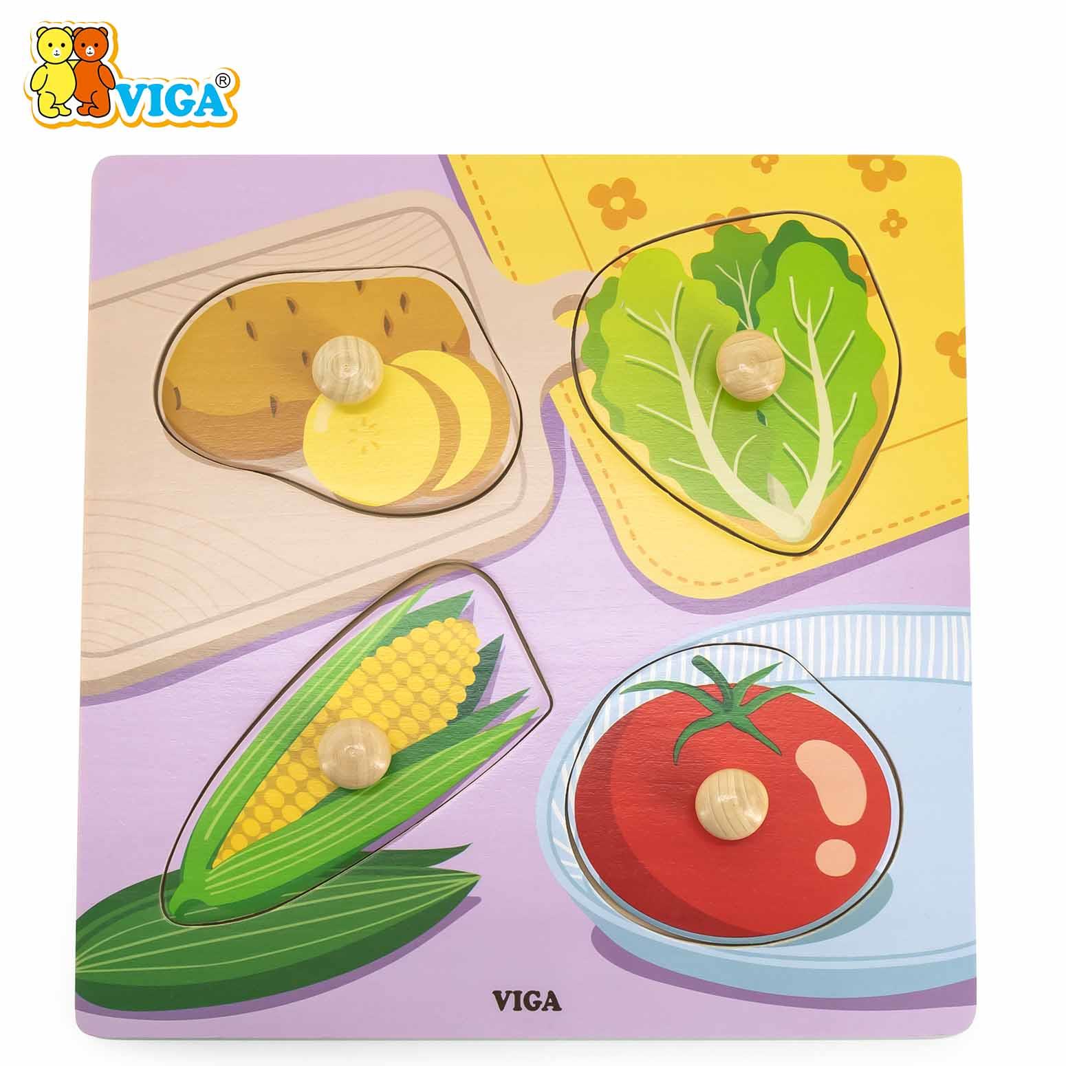 Wooden Knob Puzzle -  Vegetable