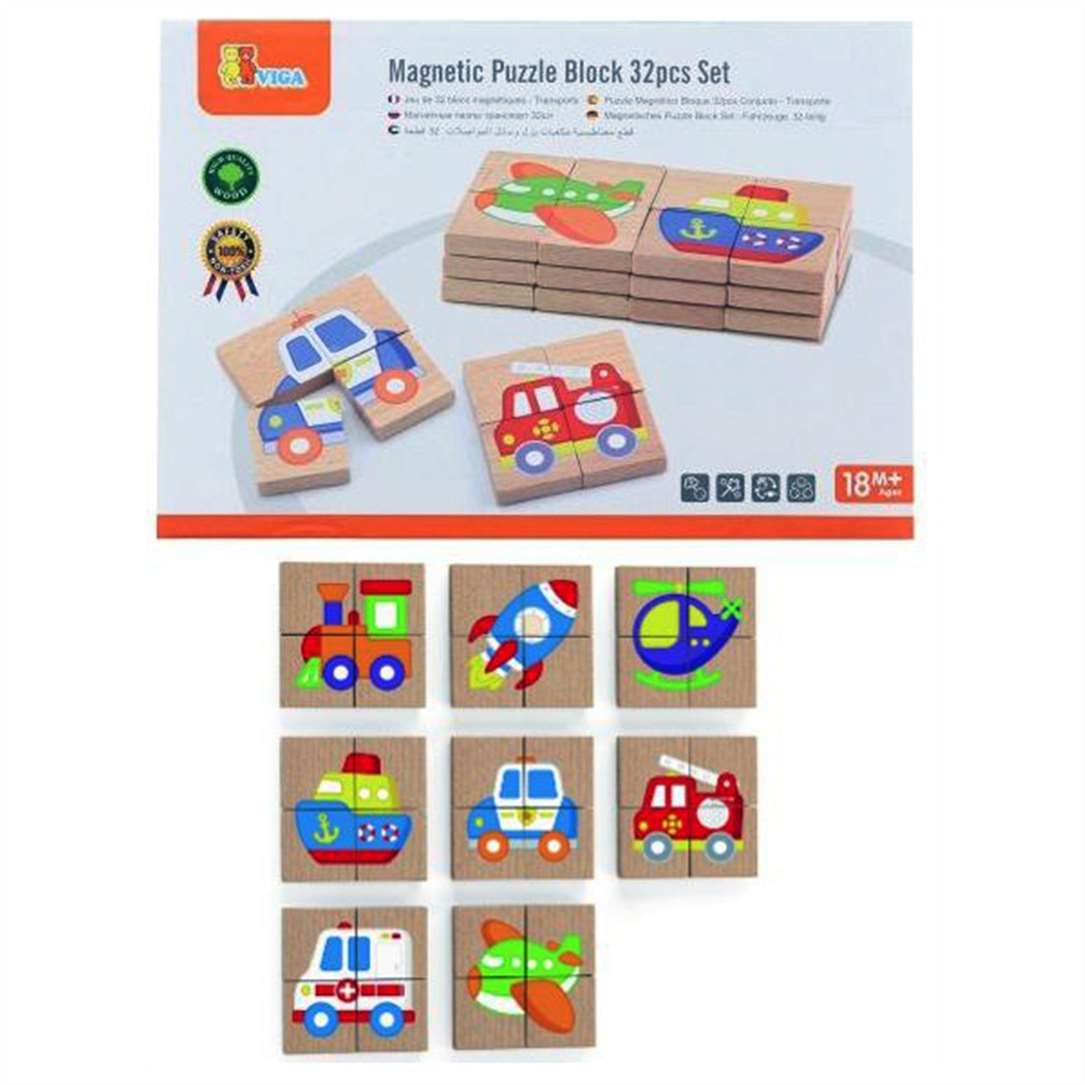 Magnetic Puzzle Block  32pcs Set Transportation