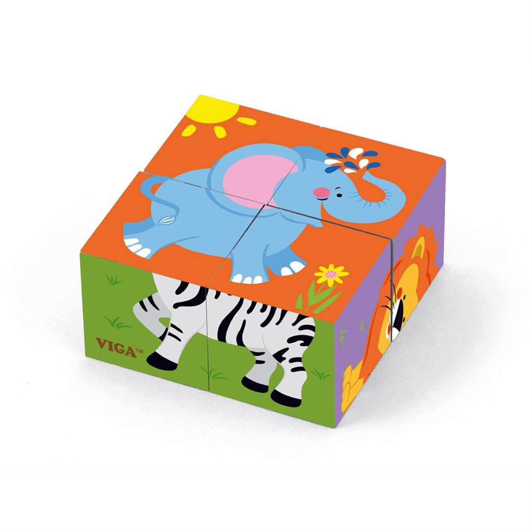 4pcs 6-side Cube Puzzle - Wild animal