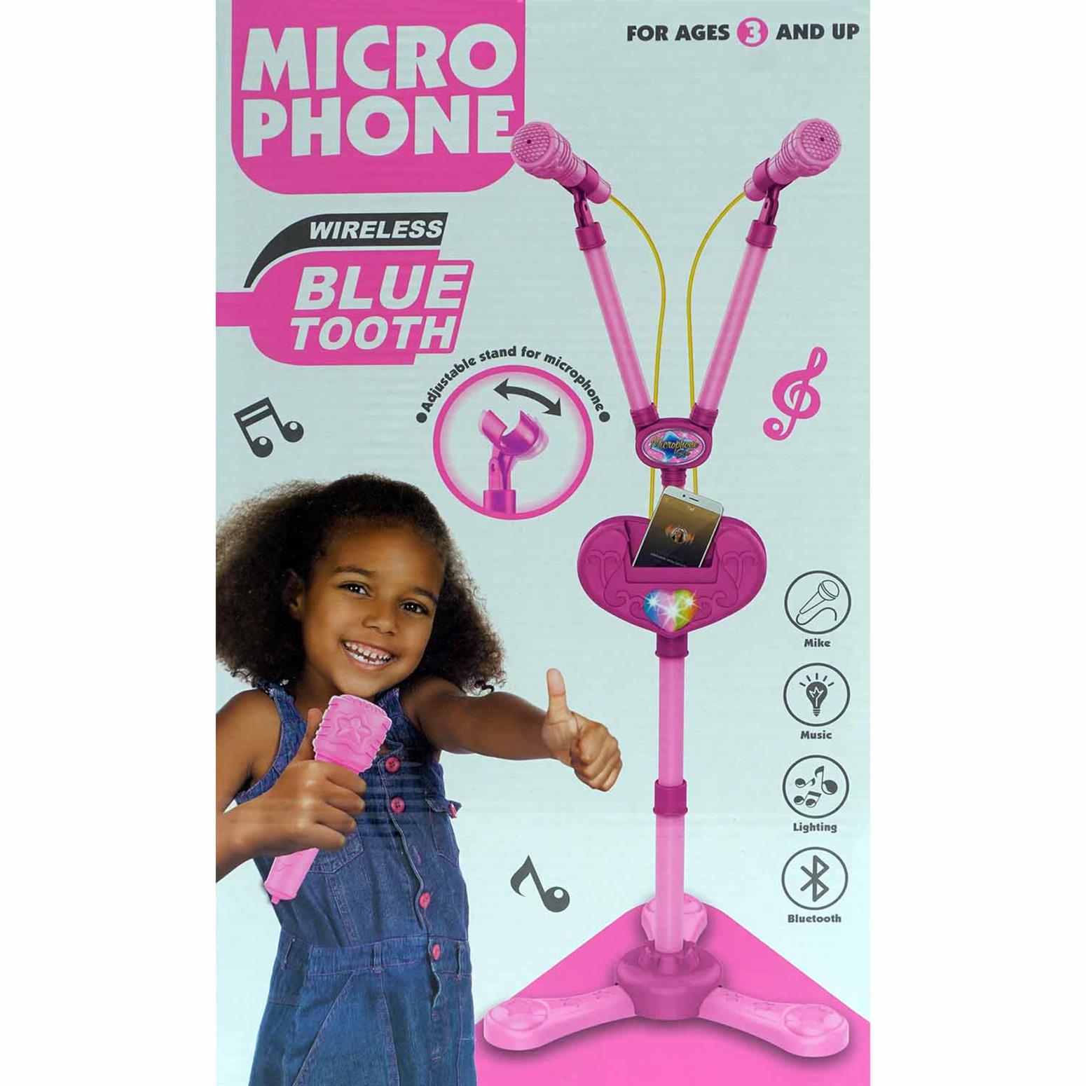 Children's Microphone with Stand - Pink