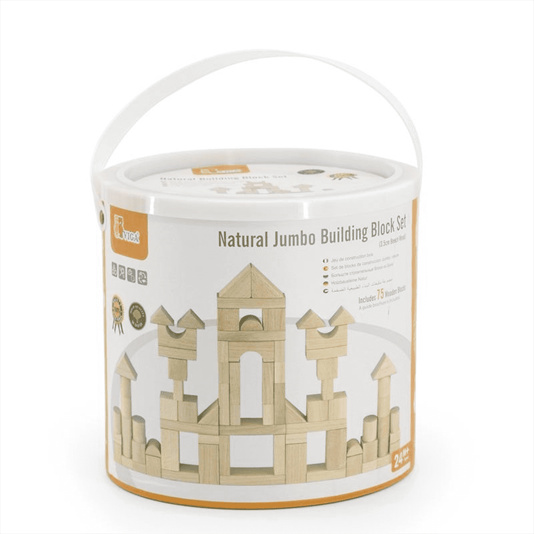 75 pcs Natural Jumbo Building Block Set (3.5cm Beech Wood)