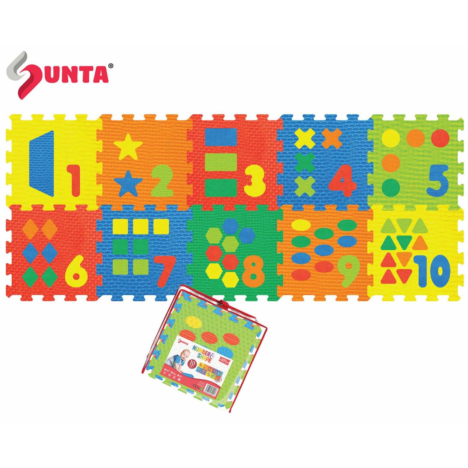 12"-10pcs NUMBER & SHAPE EVA PUZZLE MAT IN OPP