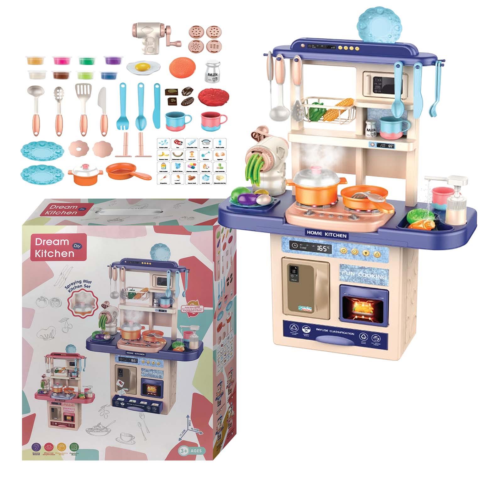 Big Kitchen Toy with Faucet Water Steam Light Music
