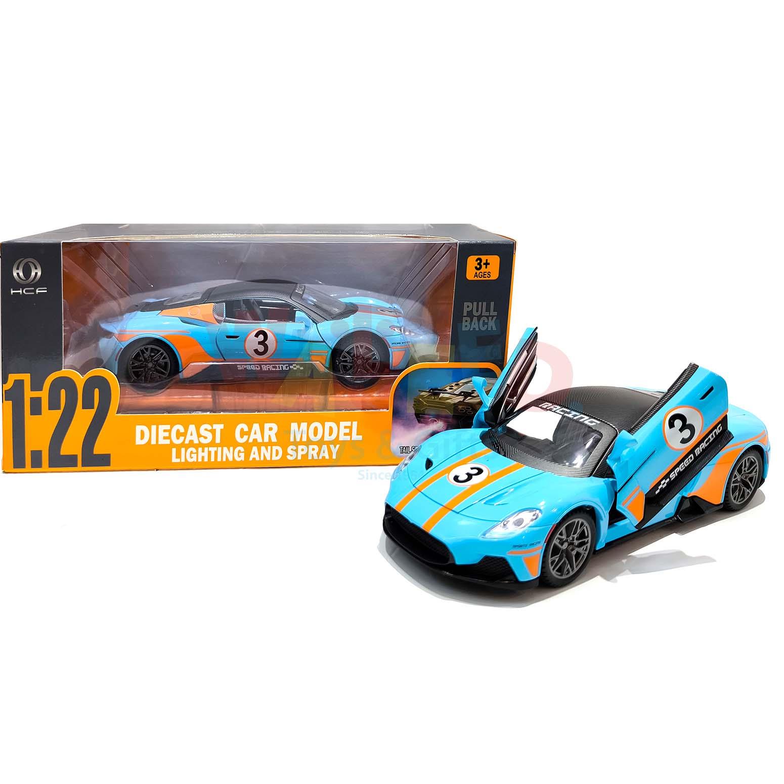 1:22 Die-Cast Pull Back Car With Spray，Music & Light