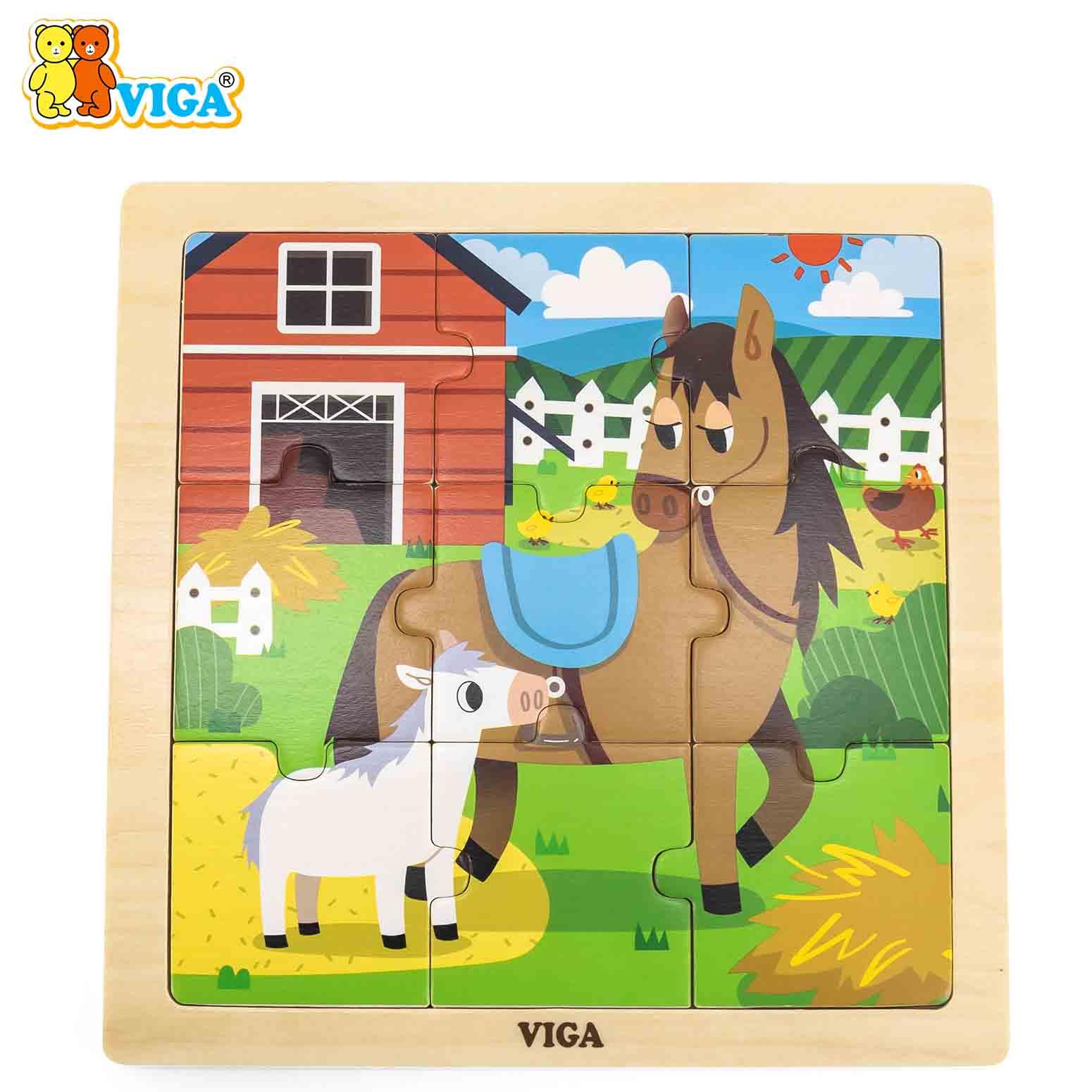 Wooden 9-Piece-Puzzle - Horse