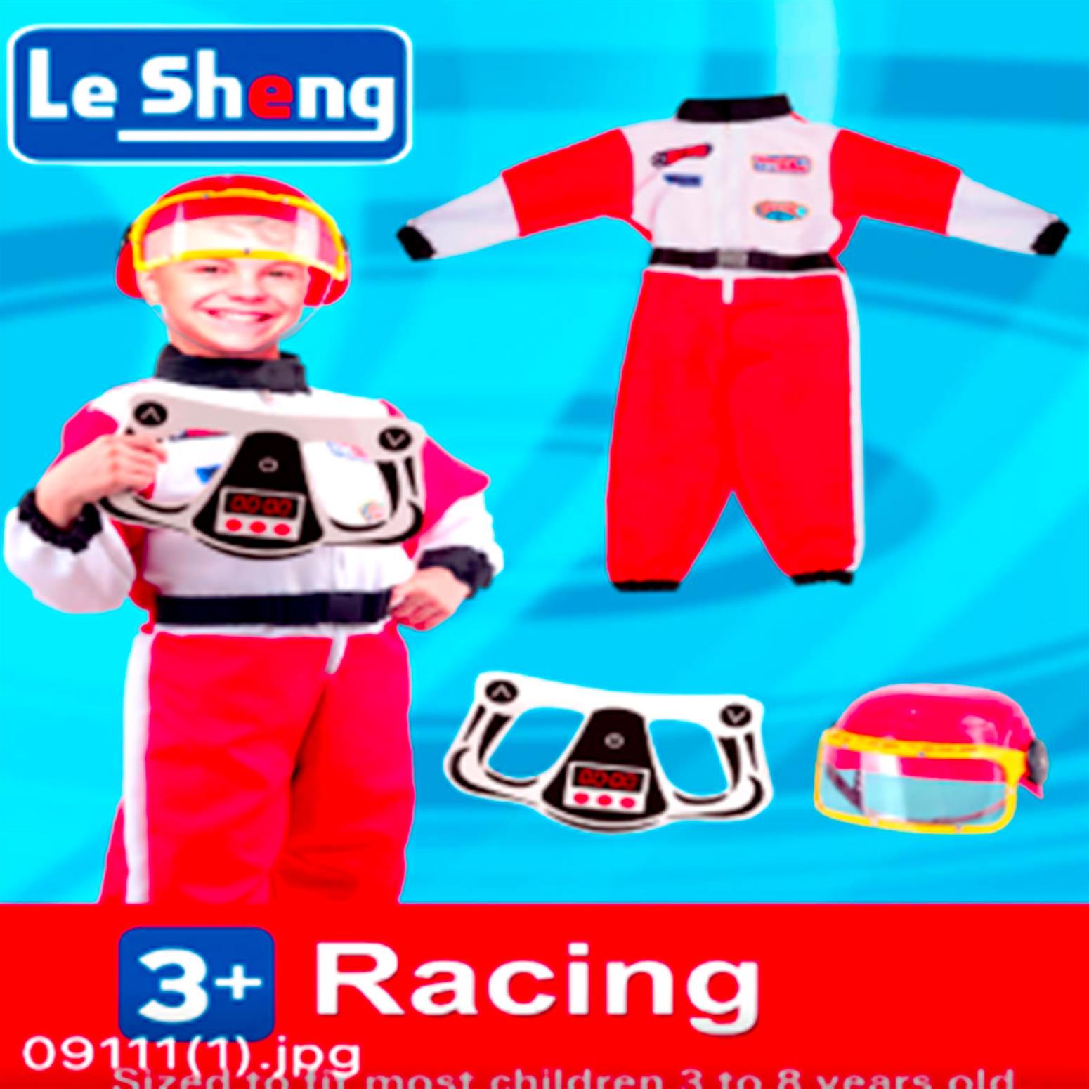 Racing Car Driver Suit Dress up Costume With Helmet & Accessories 3-8