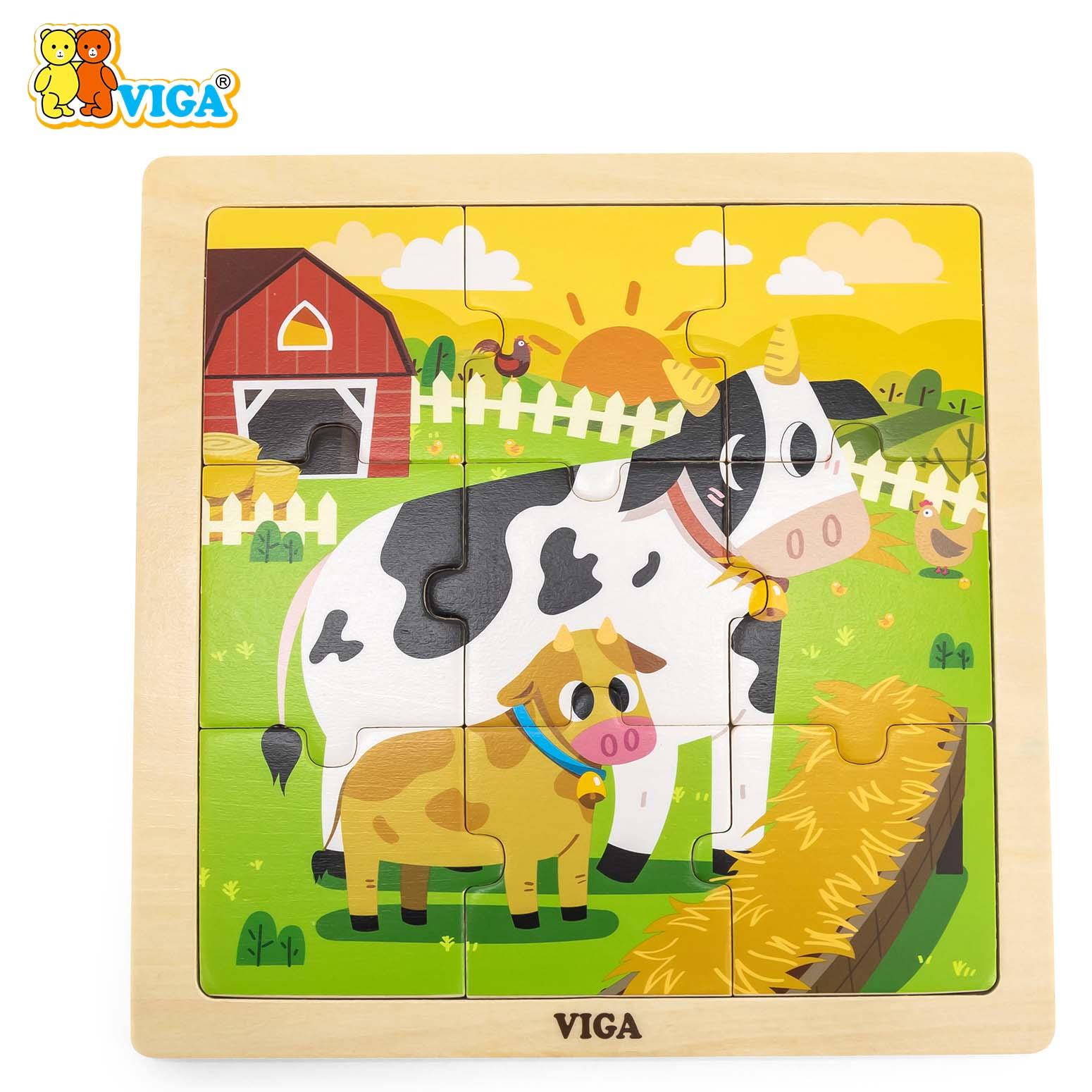 Wooden 9-Piece-Puzzle  - Cow