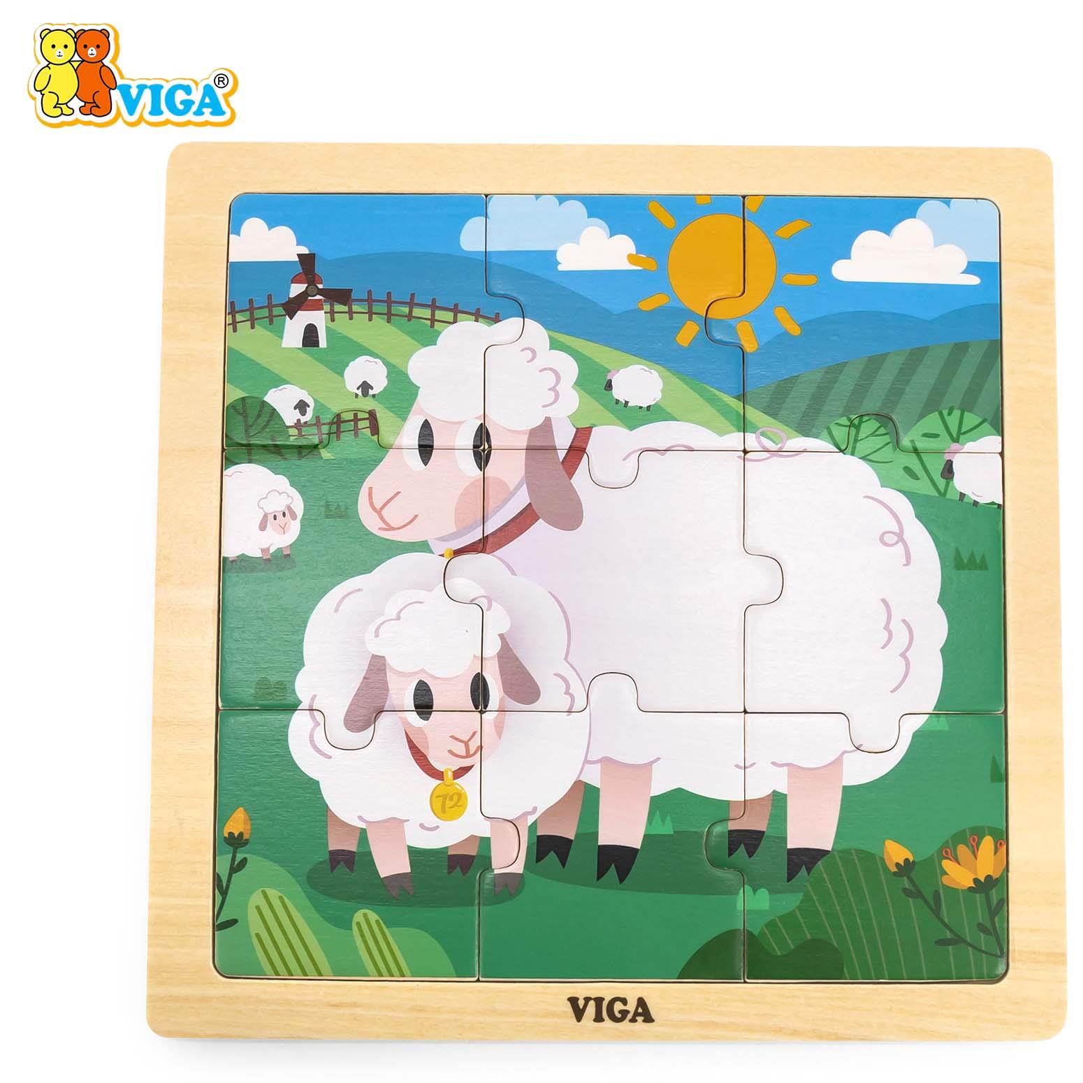 Wooden 9-Piece-Puzzle  - Sheep